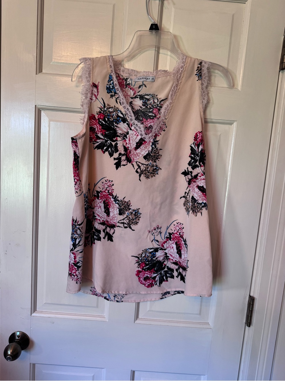 Harhay Blush Pink Floral Lace-Trim Camisole